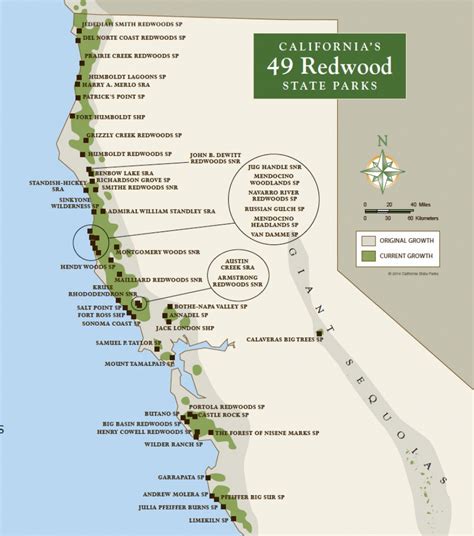 Map of Redwoods in California